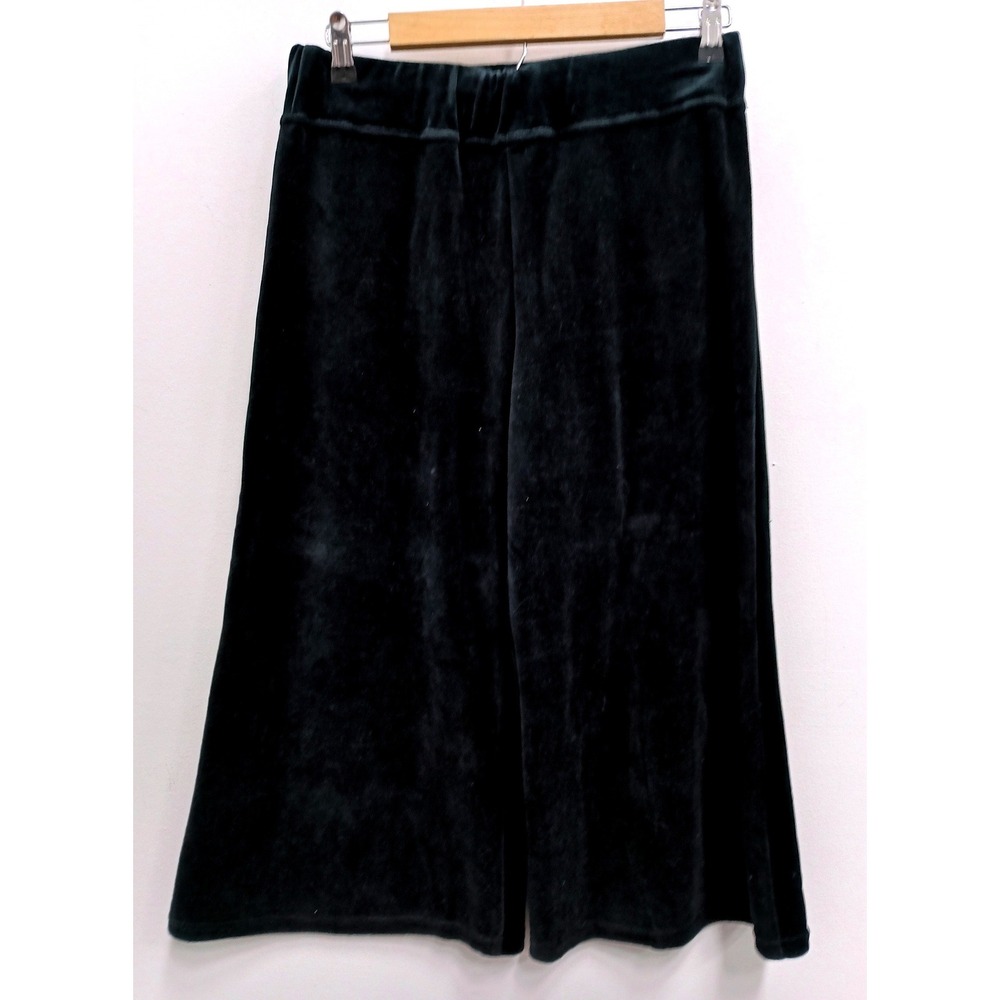 Vintage Y2K Valia Velvet Wide Leg Crop Pants Women Large Black Lounge Casual
